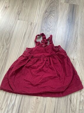 Girls Sleeveless Corduroy Pinafore Dress in Deep Red